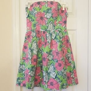 Lilly Pulitzer Floral Strapless dress SZ 2